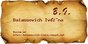 Balassovich Ivána névjegykártya